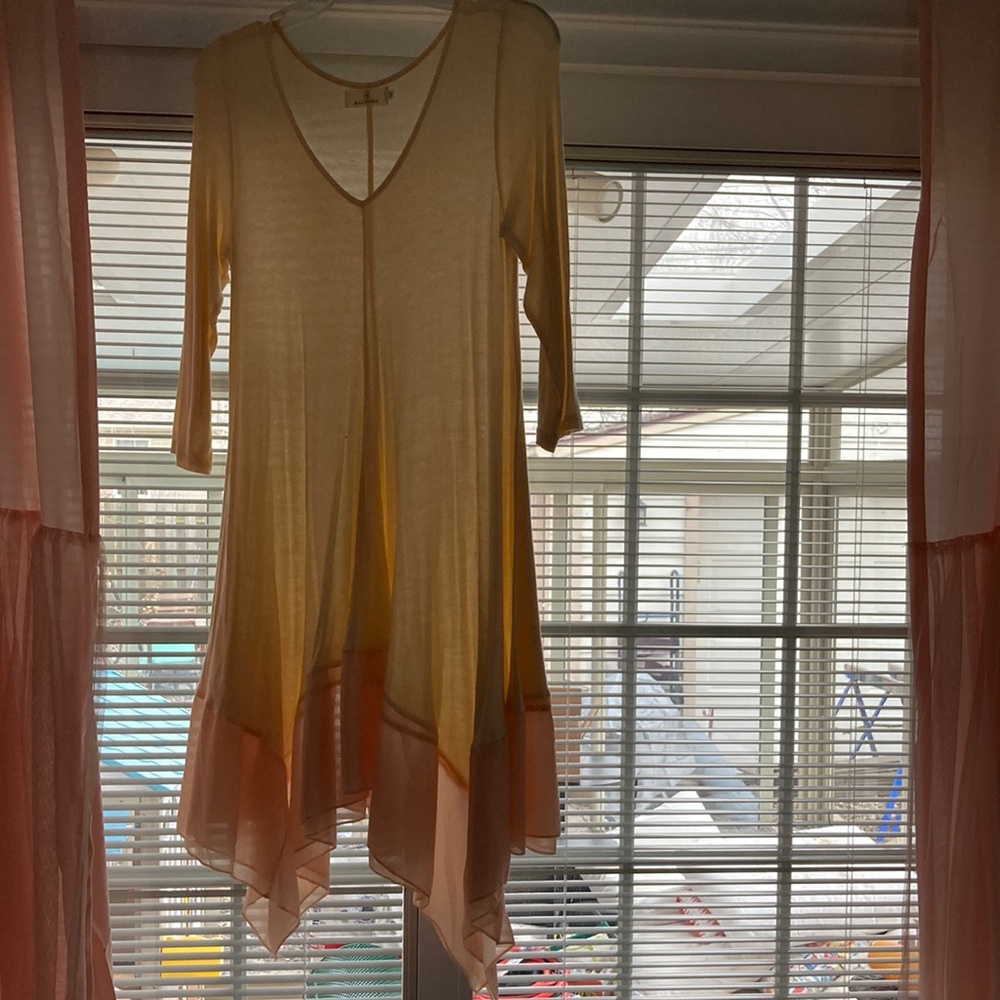 Sheer peach asymmetric dress